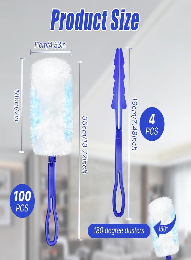Elesunory 100 Pcs Duster Refills Bulk, Thickened Duster Refill Electrostatic Duster Head, Duster Refills for Cleaning with 4 Handles, Disposable Duster Refills for Cleaning Blinds, Ceiling Fans(Blue) - Image 3