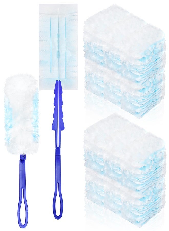 Elesunory 100 Pcs Duster Refills Bulk, Thickened Duster Refill Electrostatic Duster Head, Duster Refills for Cleaning with 4 Handles, Disposable Duster Refills for Cleaning Blinds, Ceiling Fans(Blue) - Image 1