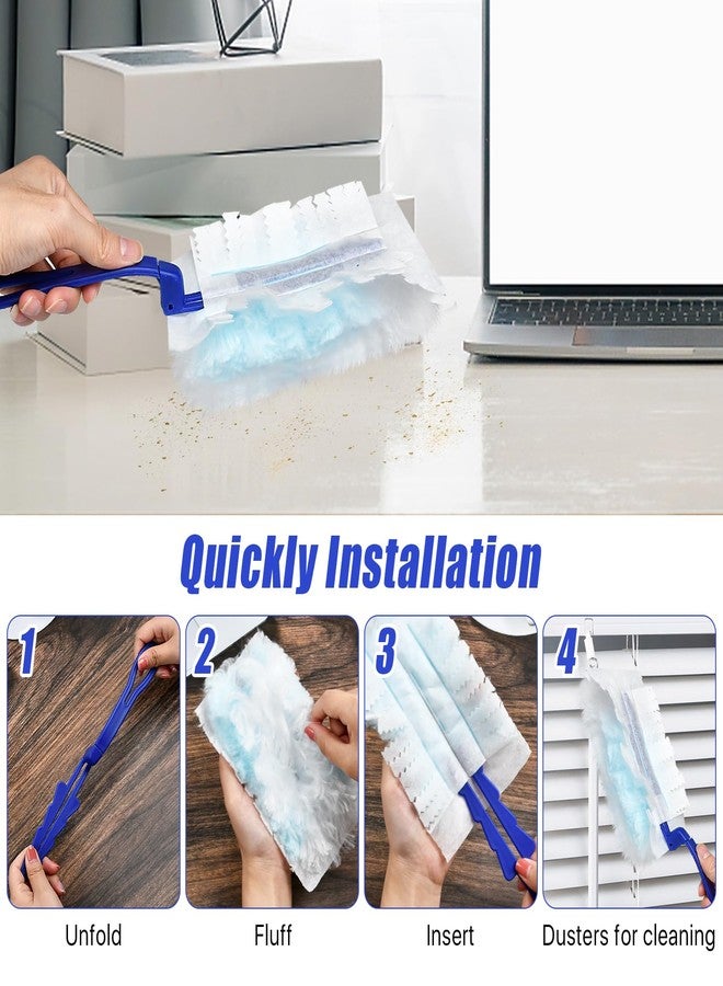 Elesunory 100 Pcs Duster Refills Bulk, Thickened Duster Refill Electrostatic Duster Head, Duster Refills for Cleaning with 4 Handles, Disposable Duster Refills for Cleaning Blinds, Ceiling Fans(Blue) - Image 5
