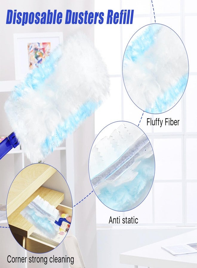 Elesunory 100 Pcs Duster Refills Bulk, Thickened Duster Refill Electrostatic Duster Head, Duster Refills for Cleaning with 4 Handles, Disposable Duster Refills for Cleaning Blinds, Ceiling Fans(Blue) - Image 4