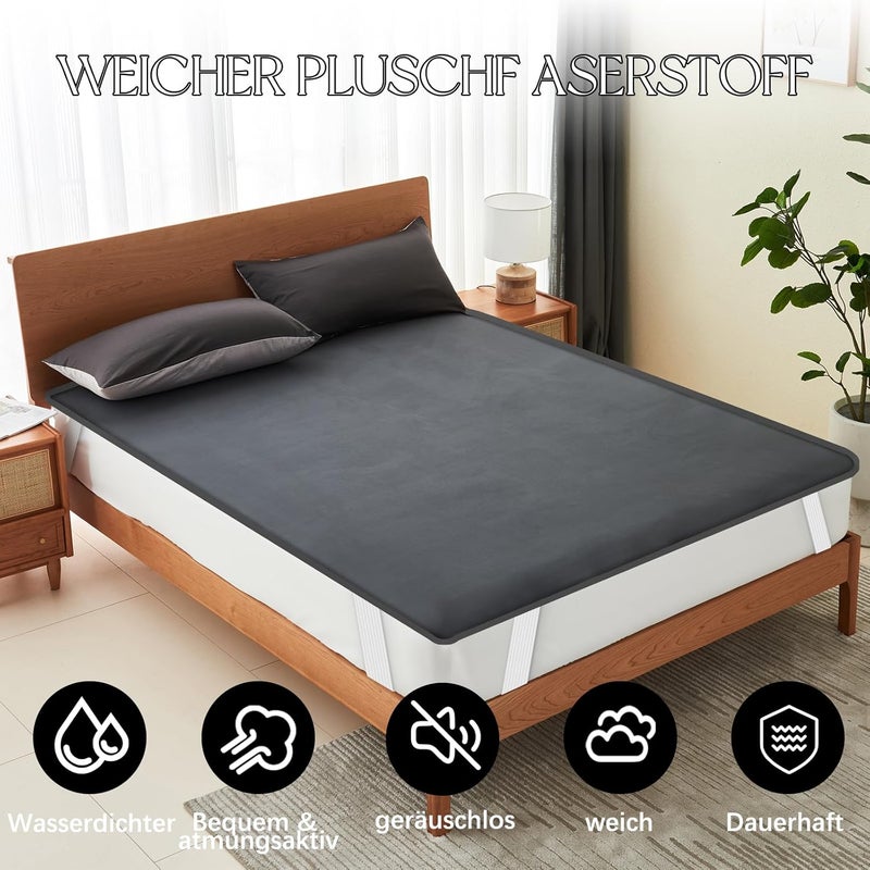 ohano Mattress Protector 70 x 140 cm Waterproof Incontinence Pad Washable Mattress Protector Waterproof Mattress Covers Incontinence Bed Underlay Waterproof Mattress Topper Dark Grey - Image 2