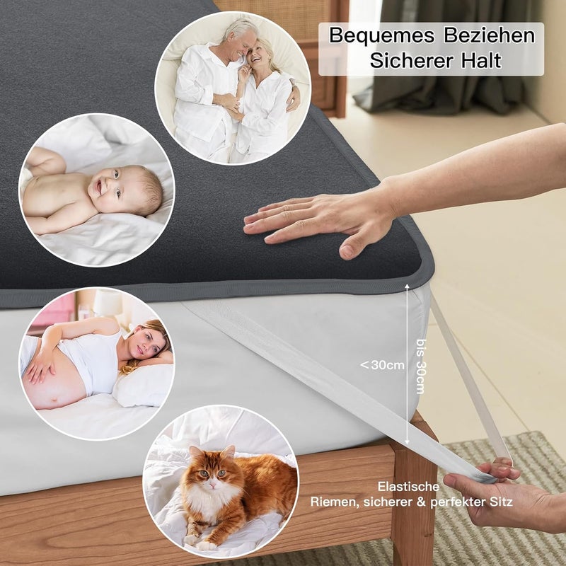 ohano Mattress Protector 70 x 140 cm Waterproof Incontinence Pad Washable Mattress Protector Waterproof Mattress Covers Incontinence Bed Underlay Waterproof Mattress Topper Dark Grey - Image 5