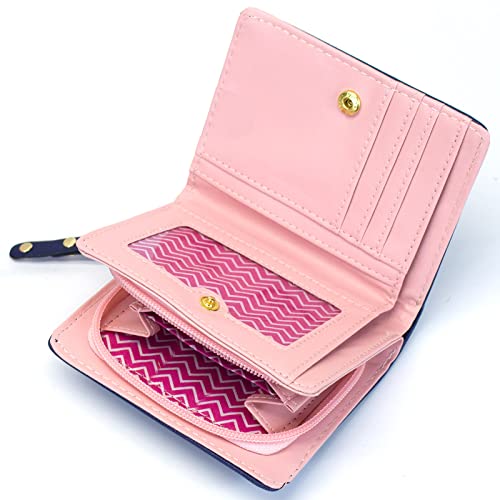 Valentoria® Birthday Gifts for Women's Mini Faux Leather Bifold 3 Cat Design Clutch Wallet (Navy Blue) - Image 5