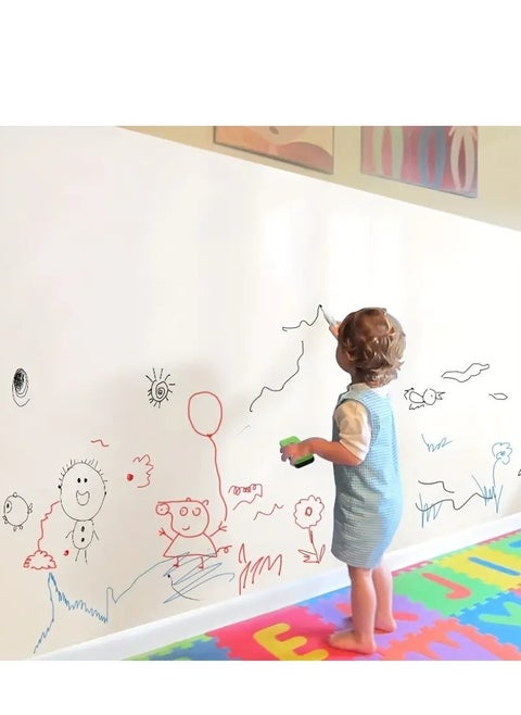 1 Roll Electrostatic Adsorption Whiteboard For Writing, Drawing, Washable And Removable Wallpaper, Protective Decoration For Office And Home Walls, Soft Whiteboard For Graffiti