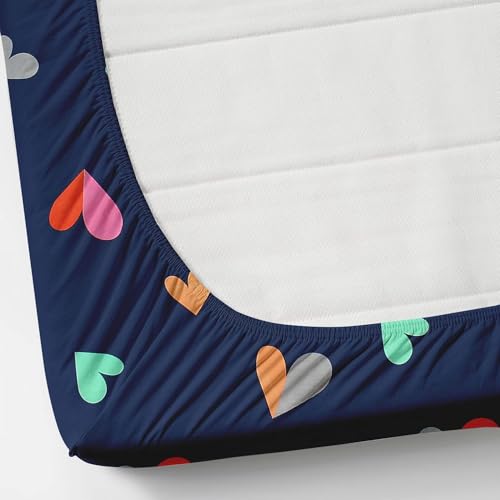 KAWI Elastic Floral Fitted Bedsheets(60"X78")Queen Size Glace Cotton For Double Bed With All Around Elastic,2 Large Pillow Cover,200TC-Navy Blue Color - Image 2
