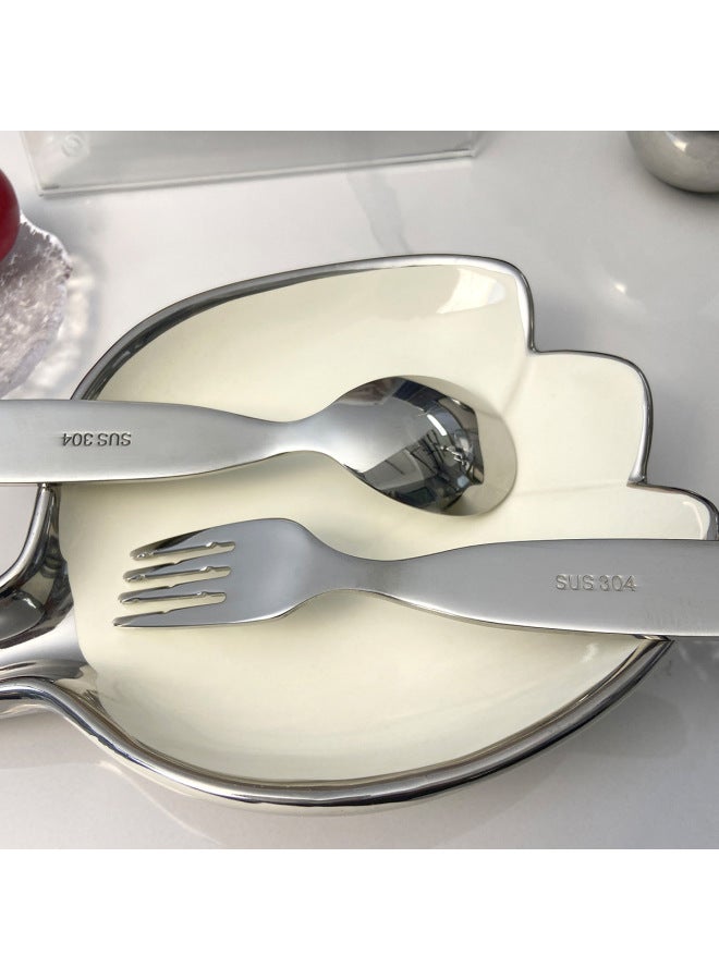 304 Stainless Steel Spoon Household Children's Special Feeding Spoon Fork High Color Value Baby Food Supplementary Round Spoon-Specifications:Children's Spoon [304 Stainless Steel]]  - Image 4