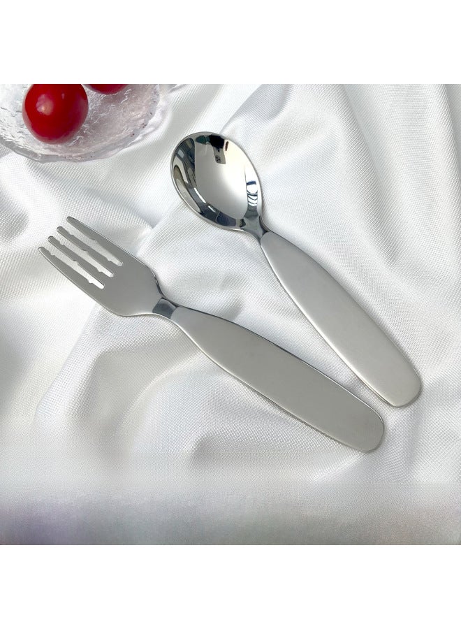 304 Stainless Steel Spoon Household Children's Special Feeding Spoon Fork High Color Value Baby Food Supplementary Round Spoon-Specifications:Children's Spoon [304 Stainless Steel]]  - Image 1