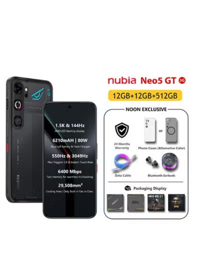 nubia Neo 5 GT 5G New Generation Space Black (12+12)GB RAM 512 GB ROM Gaming Phone - International Version - Image 1