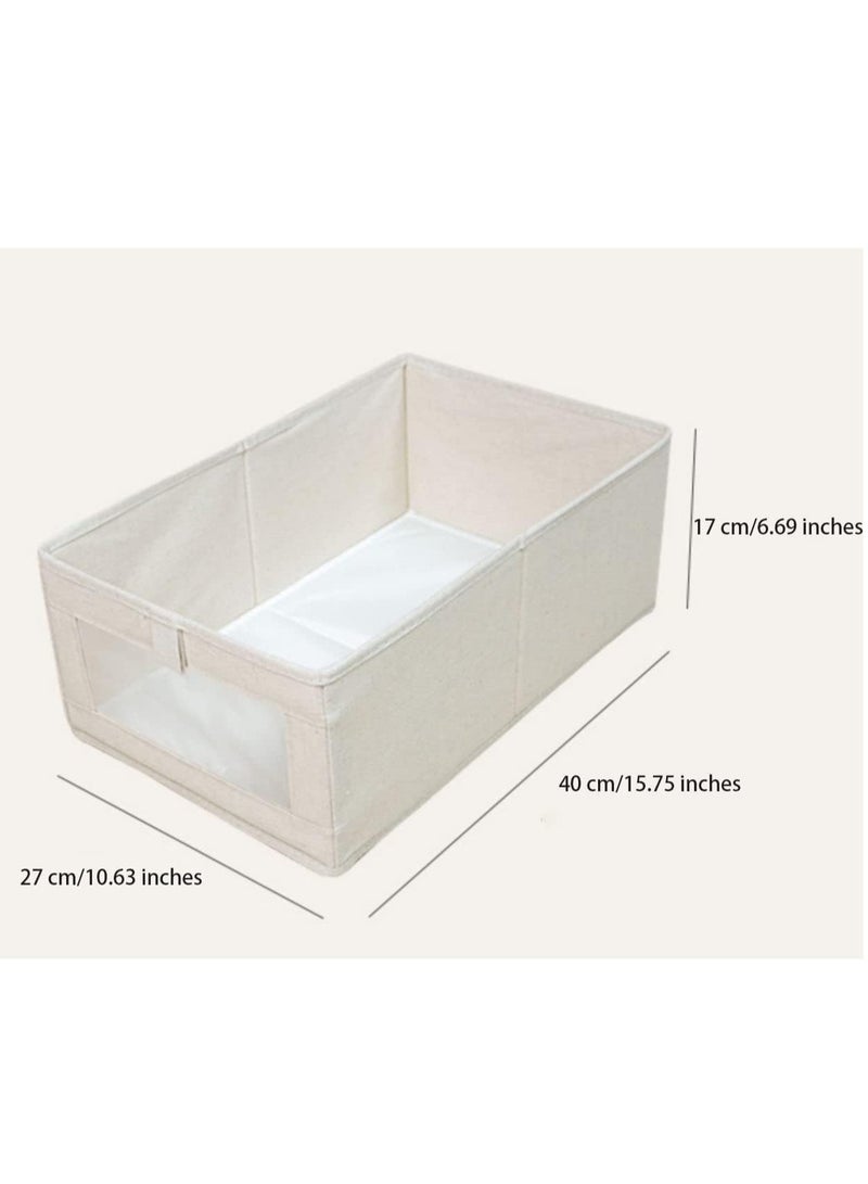 Hihonor Wardrobe Clothes Organizer 7 Grids Foldable Drawer Closet Organizers with Mesh Window and Handle Storage Box for Clothing Jeans Bras Leggings Sweaters 2 Pack Beige - Image 4