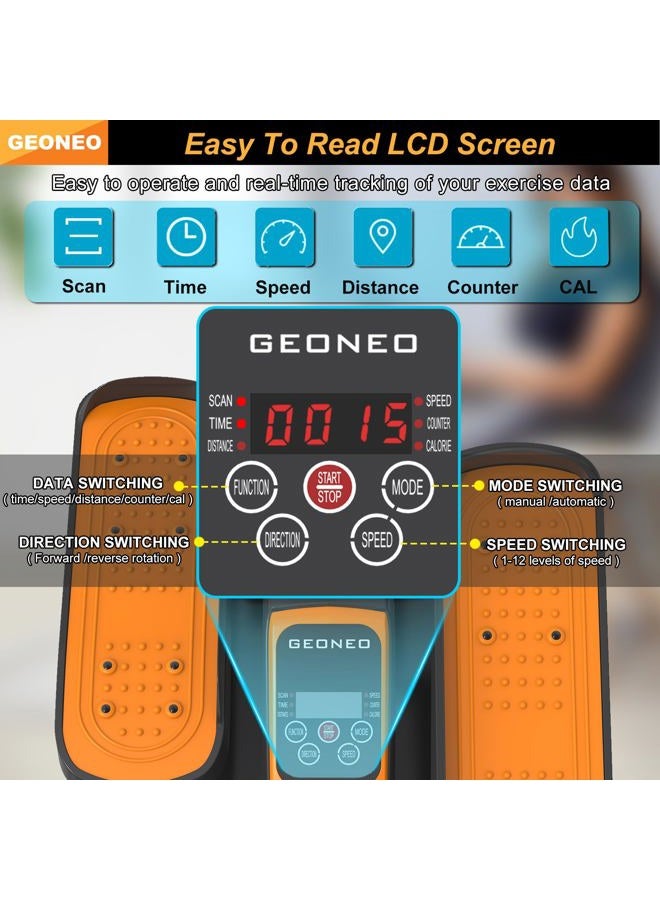 GEONEO Under Desk Elliptical Machine, Electric Elliptical Exerciser for Senior, Quiet & Small Electric Seated Pedal Exerciser for Home with Display Monitor, Remote Control & 12 Adjustable Speeds - Image 3