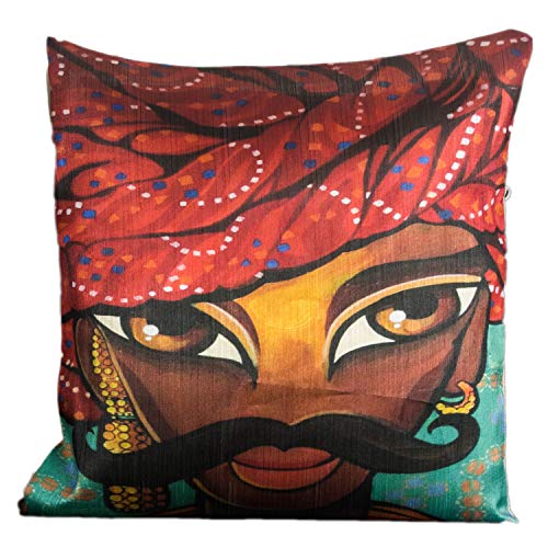 Vendola Rajasthani Satin 250TC Cushion Pillow Covers, Multicolour, Set of 5 (16X16 Inches, Rajasthani Turban) - Image 4