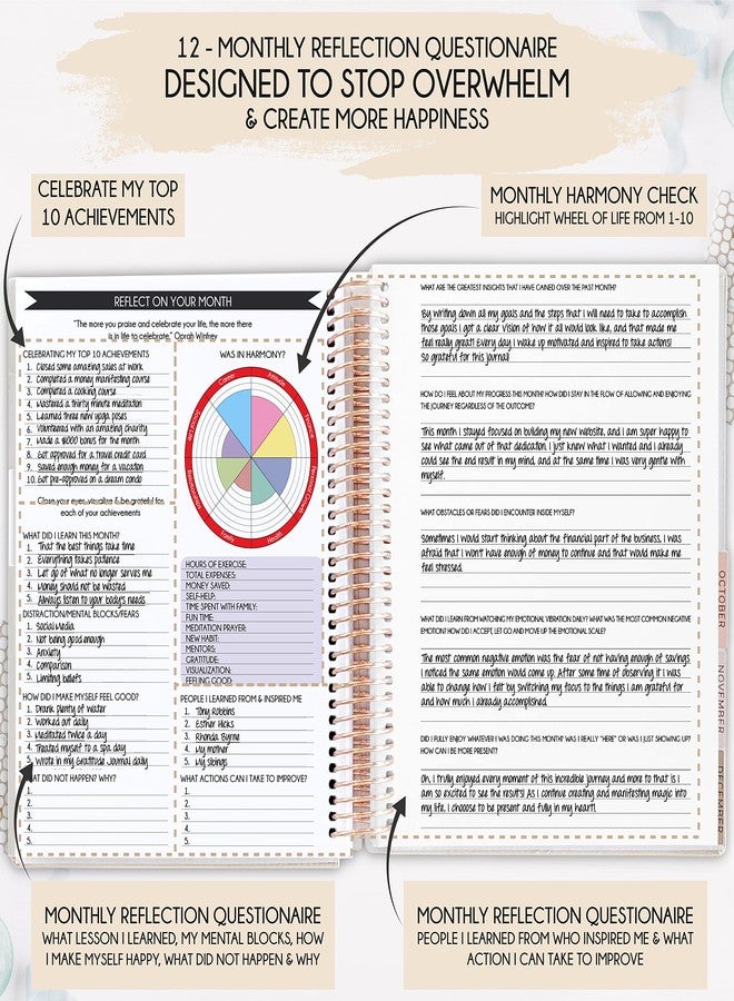 Freedom Mastery Manifestation Journal - Hourly, Weekly & Monthly Planner | 12-Month to Increase Productivity, Life Organizer & Goal Planner | Spiral Journal, Habit Tracker, Foldable Vision Board, Gift Box & Stickers - Image 5