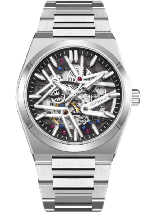 TORNADO Tornado Autonova Men's MIYOTA 82S0 Movement Watch, Automatic Display and Metal Strap - T24301-SBSB, Silver