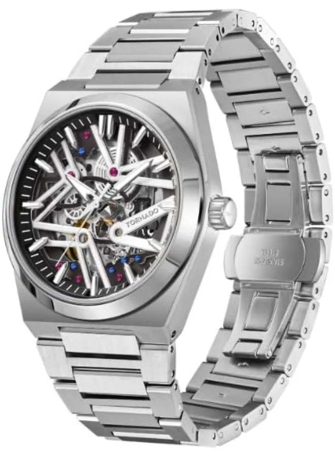 TORNADO Tornado Autonova Men's MIYOTA 82S0 Movement Watch, Automatic Display and Metal Strap - T24301-SBSB, Silver