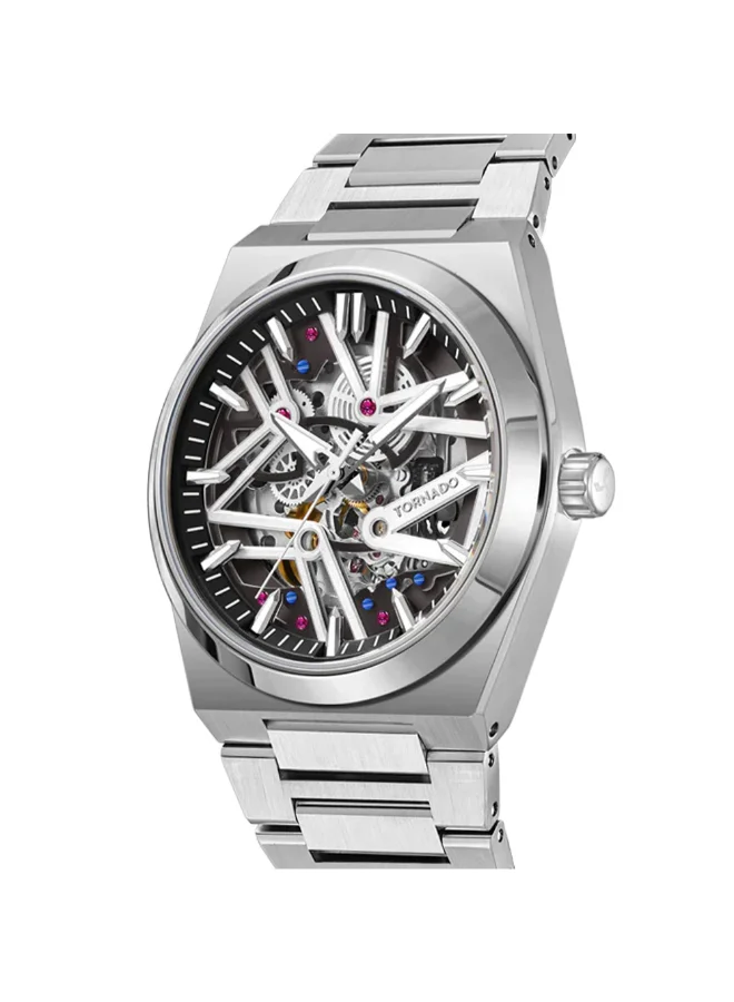 TORNADO Tornado Autonova Men's MIYOTA 82S0 Movement Watch, Automatic Display and Metal Strap - T24301-SBSB, Silver