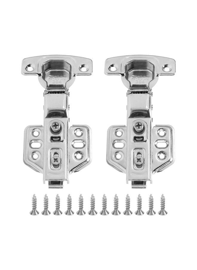 Thoraya 2Pcs Cabinet Hinges Stainless Steel 2.0mm Thick Thicken Base Electroplating Bright Wardrobe Hinge for Kitchen BathroomMiddle Bend  - Image 1