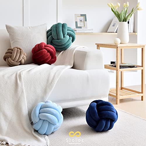 Sioloc Soft Knot Ball Pillows,Round Throw Pillow Cushion Home Decoration Plush Pillow,Throw Knotted Pillow Handmade Round Plush Pillow（7.8inches,Navy） - Image 2