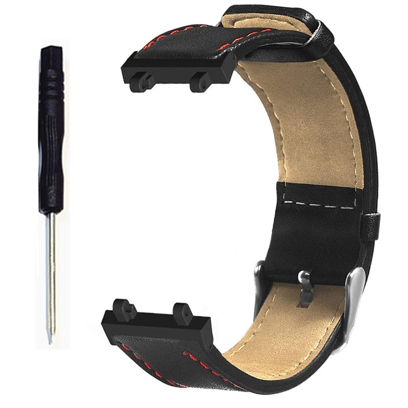 klarako Watch Band, PU Leather Breathable Replacement Watch Strap with Spring Bar Tool for T Rex 2 Black - Image 5