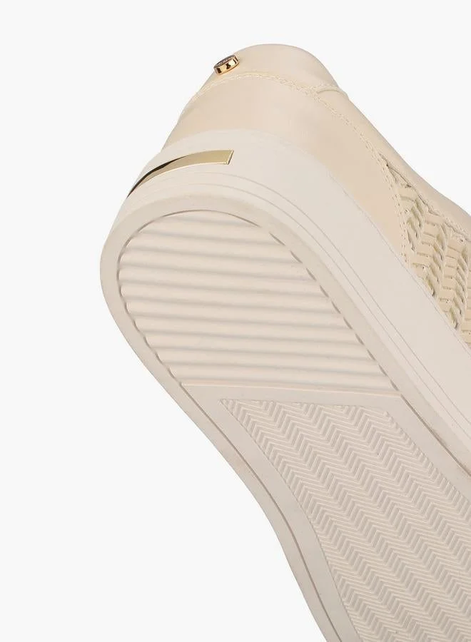 Celeste CREAM Women Weave Textured Lace-Up Sneakers for Women | Best Price UAE