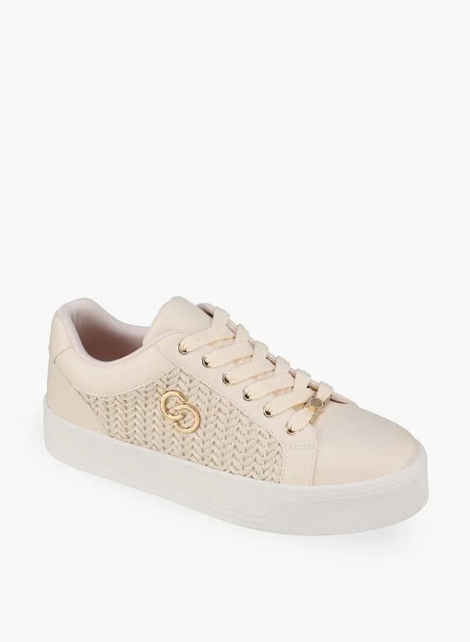 Celeste CREAM Women Weave Textured Lace-Up Sneakers for Women | Best Price UAE