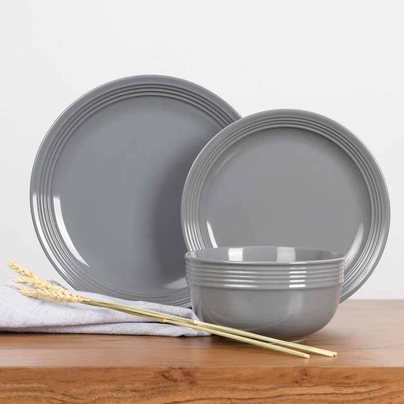 Safdie طقم أطباق عشاء من الخزف لأربعة أشخاص أطباق وأوعية آمنة للاستخدام في الميكروويف أطباق مطبخ رمادية - Image 5