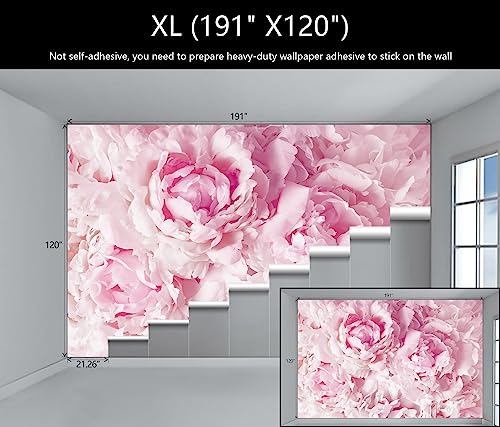 WFBHUA-Pink Floral Wallpaper Mural Peony Flower Wallpaper for Girls Bedroom Wall Murals(Not Peel and Stick) - Image 4