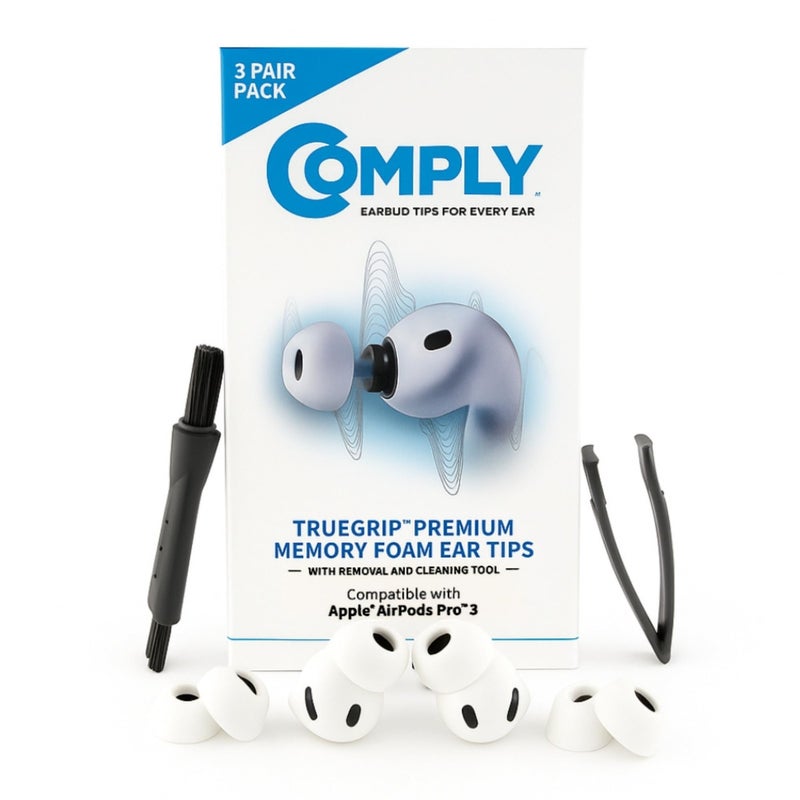 Comply TrueGrip | Premium Memory Foam Replacement Earbud Tips for Apple AirPods Pro Gen 3 | Long Lasting Comfort, Secure Fit, Superior Noise Isolation| White (Medium) (3 Pairs) - Image 1
