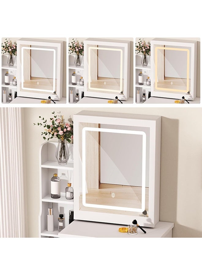 بيوينتي طاولة خلع الملابس مجموعة كرسي ، طاولة خلع الملابس مع مرآة ، طاولة خلع الملابس مع البراز ، درج الجرف مع التخزين ، طاولة خلع الملابس ، غرفة نوم لديها الكثير من مساحة التخزين . أبيض - Image 5