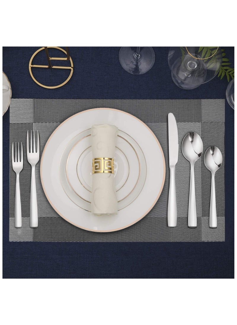 XiuWoo 30-Piece Knife Fork Spoon Full Set Silver  - Image 2