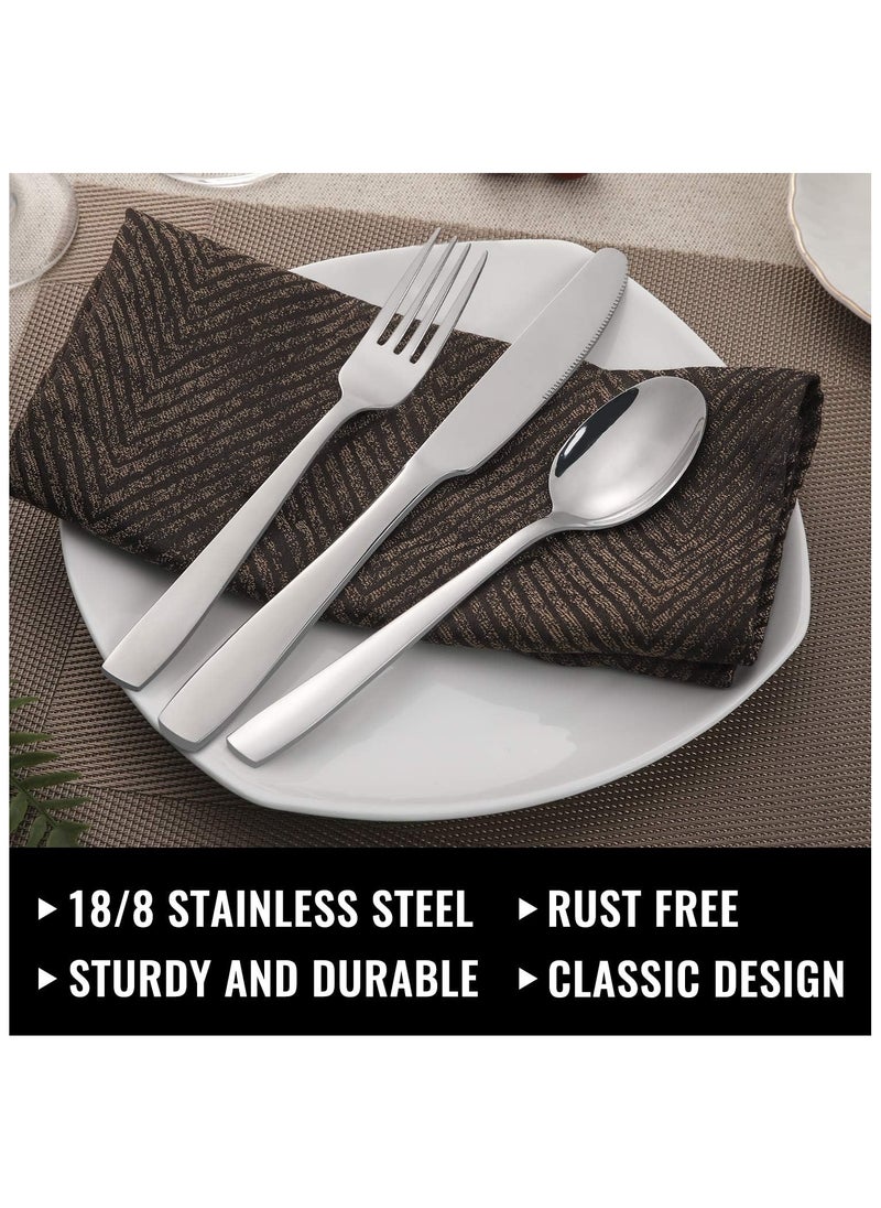 XiuWoo 30-Piece Knife Fork Spoon Full Set Silver  - Image 3