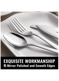XiuWoo 30-Piece Knife Fork Spoon Full Set Silver  - Image 4
