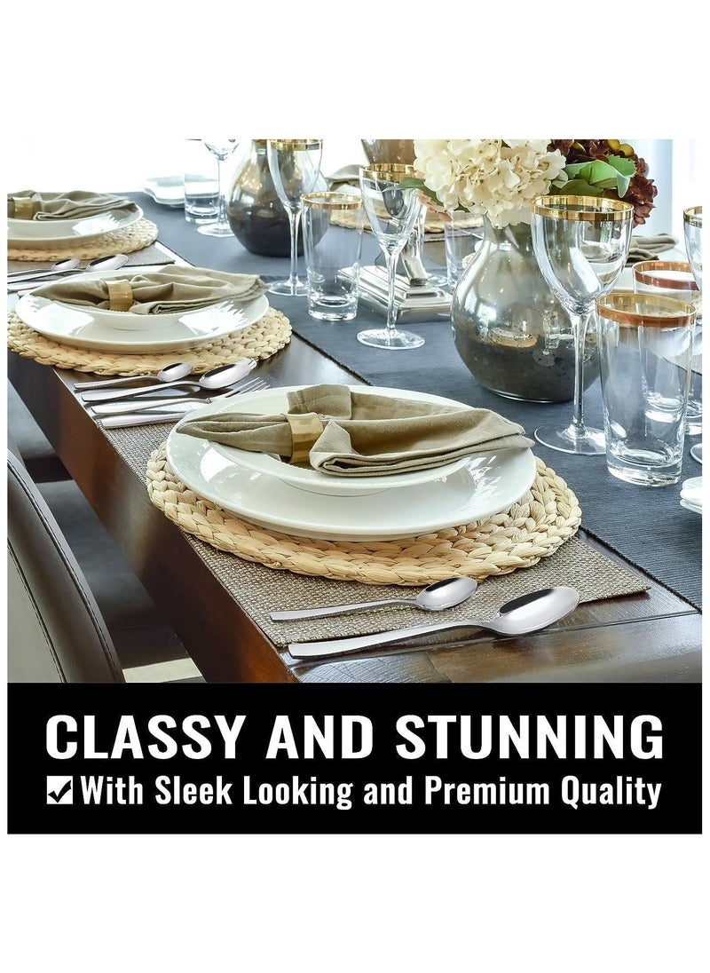 XiuWoo 30-Piece Knife Fork Spoon Full Set Silver  - Image 5