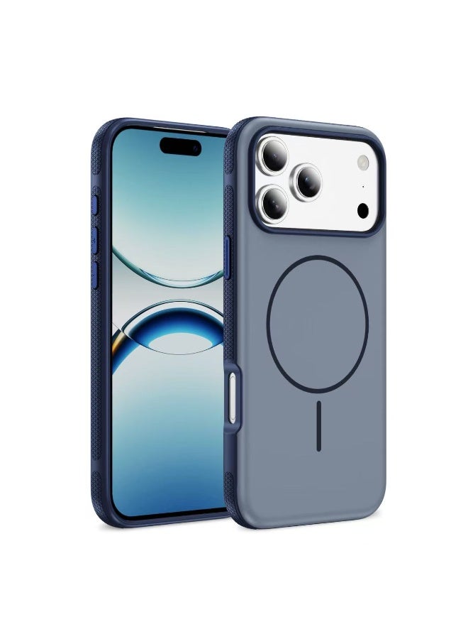 MONOGUE Two Tone Magnetic Case for iPhone 17 Pro, Compatible with MagSafe, Raised Camera Lens Protector, Anti-Slip Shockproof Protective Phone Cover, Matte Dual Color Frame Case (Blue) - Image 1