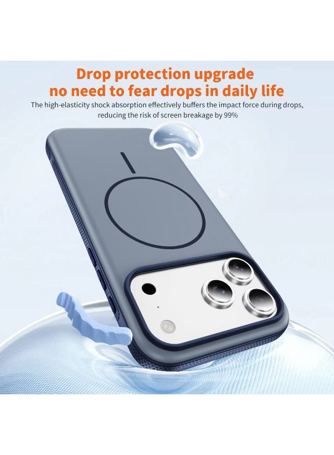 MONOGUE Two Tone Magnetic Case for iPhone 17 Pro, Compatible with MagSafe, Raised Camera Lens Protector, Anti-Slip Shockproof Protective Phone Cover, Matte Dual Color Frame Case (Blue) - Image 5
