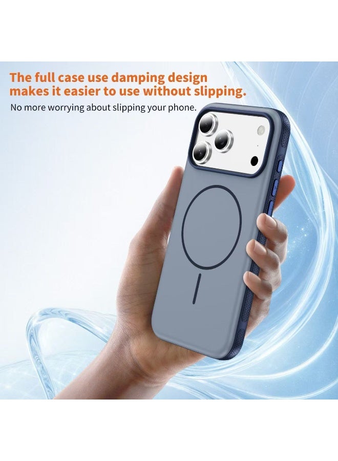 MONOGUE Two Tone Magnetic Case for iPhone 17 Pro, Compatible with MagSafe, Raised Camera Lens Protector, Anti-Slip Shockproof Protective Phone Cover, Matte Dual Color Frame Case (Blue) - Image 2
