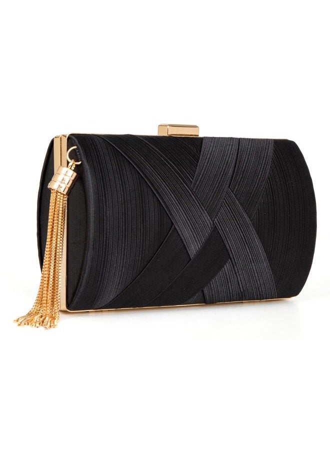 Wytidian Clutch Purses for Women Formal Evening Clutch Purse Shoulder Cross Body Bags for Wedding Party Handbag with Tassel (Black) - Image 1