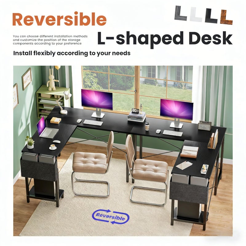 Alpen L Shaped Desk, 50 Inch Computer Desk, Gaming Table Corner Desk for Small Space, Home Office Desk with CPU Stand and Side Storage Bag, Sturdy Writing Workstation for Bedroom, Black - Image 4