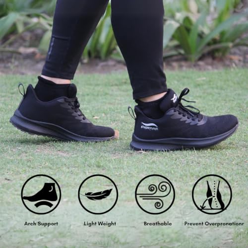 SHAPECRUNCH Arch Support Shoes with Soft Cushioned Insoles for Women for Walking and Running - Comfortable and Stylish (Black, 8) - Image 5