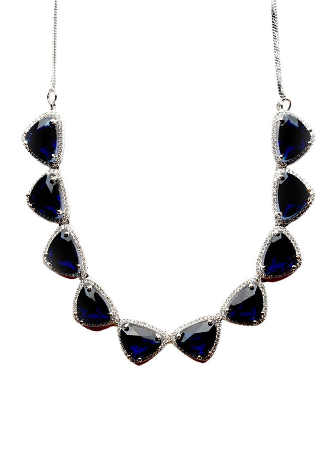 StileAdda Silver-Plated CZ-Studded Necklace and Earrings Set - Image 3