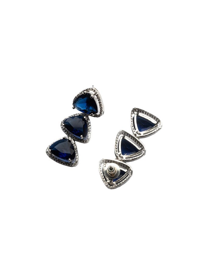 StileAdda Silver-Plated CZ-Studded Necklace and Earrings Set - Image 5