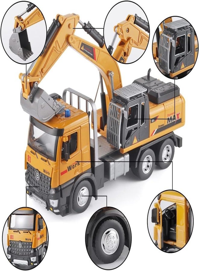 Spindoo Die-Cast Excavator Toy for Kids | Heavy Metal Construction Vehicle with Lights & Sound | 360° Rotating Cabin, Movable Arm & Openable Doors | Realistic Digger Truck Toy for Boys Age 3–7 - Image 4