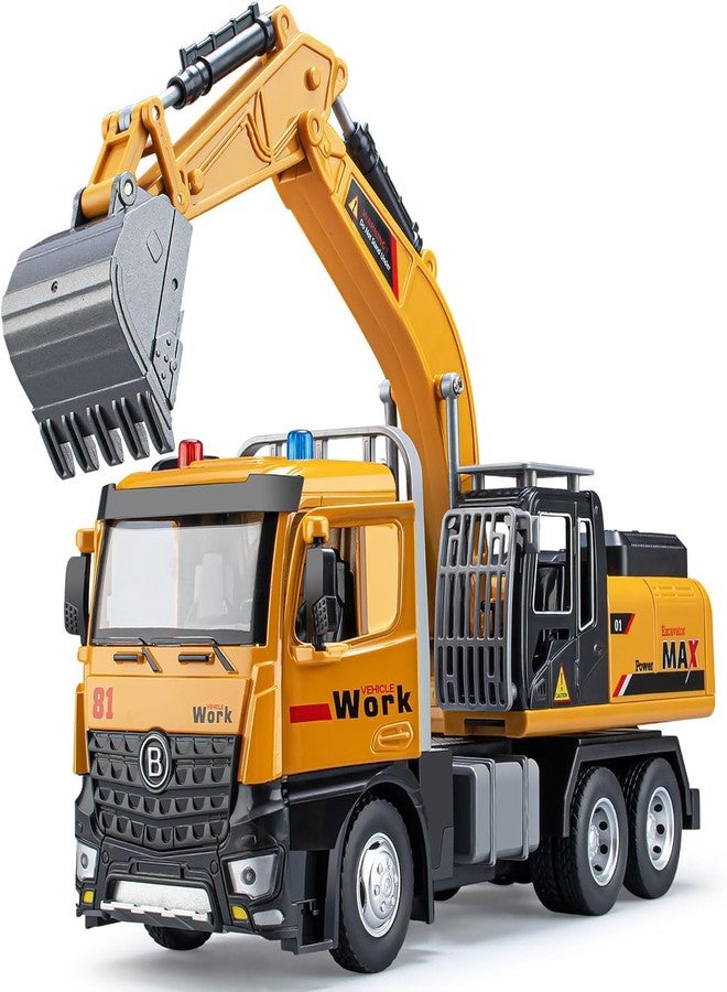 Spindoo Die-Cast Excavator Toy for Kids | Heavy Metal Construction Vehicle with Lights & Sound | 360° Rotating Cabin, Movable Arm & Openable Doors | Realistic Digger Truck Toy for Boys Age 3–7 - Image 1