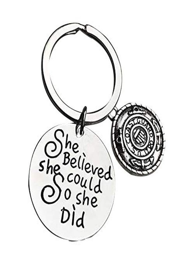 Infinity Collection US Coast Guard She Believed She Could So She Did Keychain, Inspirational Military Key Rings Gift for Navy Daughter, Wife, Mom, Sister or Niece - Image 3