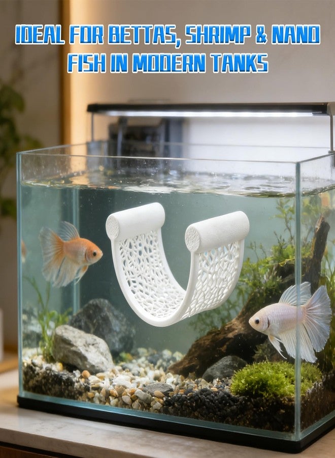 LUSTRIB 1 Pcs Floating Betta Hammock, Arc Shape Betta Fish Hammock Resting Platform, Floating Fish Shrimp Hideout for Small Aquariums, Betta Tank Decor Accessories (White) - Image 5