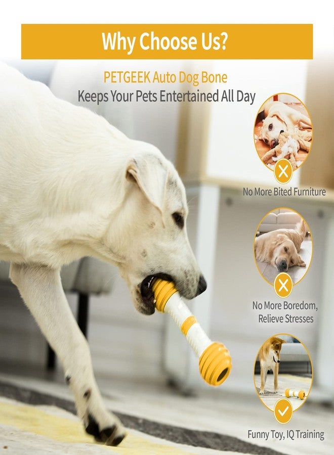 PETGEEK Interactive Dog Bone Toy, Automatic Dog Chase Toy, Electronic Pet Toys for Medium/Large Dog Boredom, USB Rechargeable Safe Material, Yellow Color - Image 5