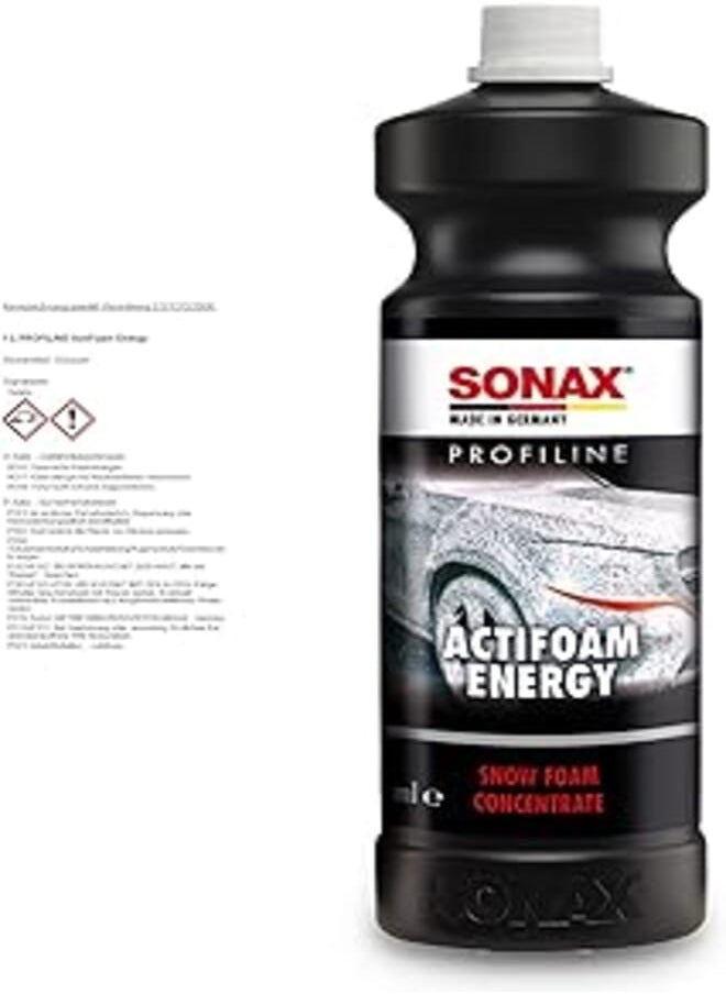 SONAX SONAX PROFILINE Actifoam Energy (1 Litre) - Effective Car Detergent with Active Foam Power. Works as Shampoo, Wheel Cleaner and Insect Remover | Item No. 06183000 