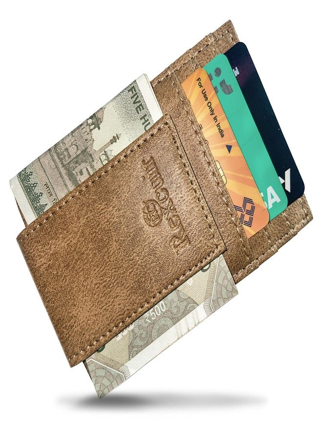 RC Rexcuir Vegan Leather Magnetic Front Pocket Money Clip Wallet RFID Blocking Money Clipper - Image 2