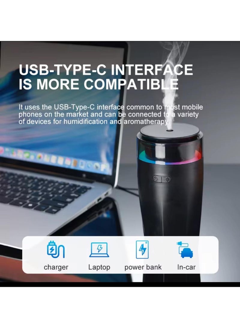 أبيكس مودز موزع عطر ومرطب للسيارة 80 مل – بمنفذ USB Type-C وأضواء LED وفوّاح زيوت عطرية بالموجات فوق الصوتية للسيارة والمنزل - Image 2