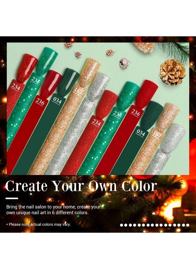 AZUREBEAUTY Dip Powder Set St Patricks 6 Colors Glitter Red Green Nail Dipping Powder French Nail Art Gel Manicure Salon Diy At Home Christmase Gifts  - Image 3