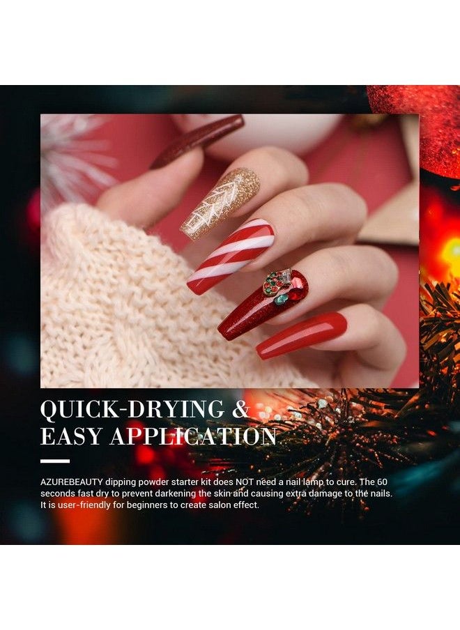 AZUREBEAUTY Dip Powder Set St Patricks 6 Colors Glitter Red Green Nail Dipping Powder French Nail Art Gel Manicure Salon Diy At Home Christmase Gifts  - Image 5